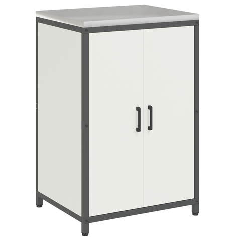 vidaXL Kitchen Storage Set with Shelf with Storage with Door Adjustable 2 pcs White Cold-rolled steel