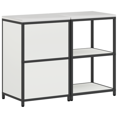vidaXL Kitchen Storage Set with Shelf with Storage with Door Adjustable 2 pcs White Cold-rolled steel