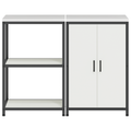 vidaXL Kitchen Storage Set with Shelf with Storage with Door Adjustable 2 pcs White Cold-rolled steel