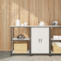 vidaXL Kitchen Storage Set with Shelf with Storage with Door Adjustable 2 pcs White Cold-rolled steel