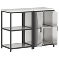 vidaXL Kitchen Storage Set with Shelf with Storage with Door Adjustable 2 pcs Sliver Stainless steel