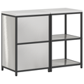 vidaXL Kitchen Storage Set with Shelf with Storage with Door Adjustable 2 pcs Sliver Stainless steel