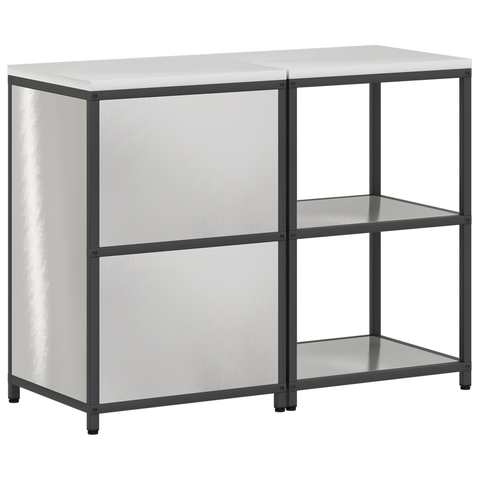 vidaXL Kitchen Storage Set with Shelf with Storage with Door Adjustable 2 pcs Sliver Stainless steel