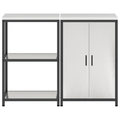 vidaXL Kitchen Storage Set with Shelf with Storage with Door Adjustable 2 pcs Sliver Stainless steel