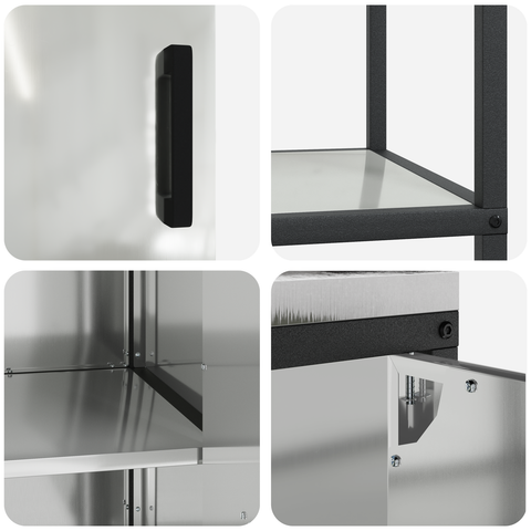 vidaXL Kitchen Storage Set with Shelf with Storage with Door Adjustable 2 pcs Sliver Galvanised steel