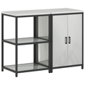 vidaXL Kitchen Storage Set with Shelf with Storage with Door Adjustable 2 pcs Sliver Galvanised steel