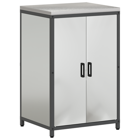 vidaXL Kitchen Storage Set with Shelf with Storage with Door Adjustable 2 pcs Sliver Galvanised steel