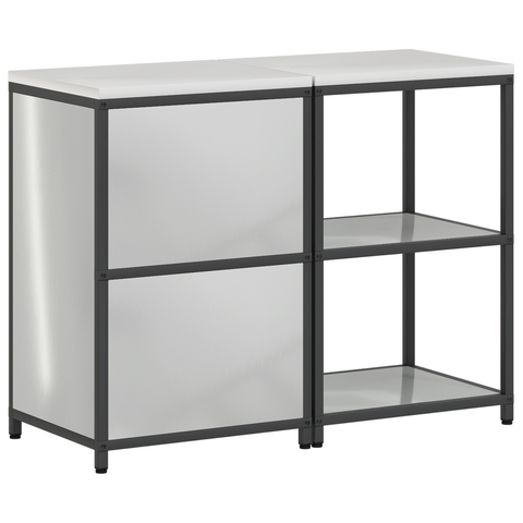 vidaXL Kitchen Storage Set with Shelf with Storage with Door Adjustable 2 pcs Sliver Galvanised steel