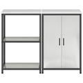 vidaXL Kitchen Storage Set with Shelf with Storage with Door Adjustable 2 pcs Sliver Galvanised steel