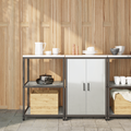 vidaXL Kitchen Storage Set with Shelf with Storage with Door Adjustable 2 pcs Sliver Galvanised steel