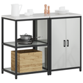 vidaXL Kitchen Storage Set with Shelf with Storage with Door Adjustable 2 pcs Sliver Galvanised steel