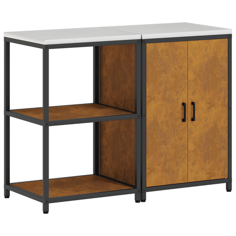 vidaXL Kitchen Storage Set with Shelf with Storage with Door Adjustable 2 pcs Rusty Weathering steel