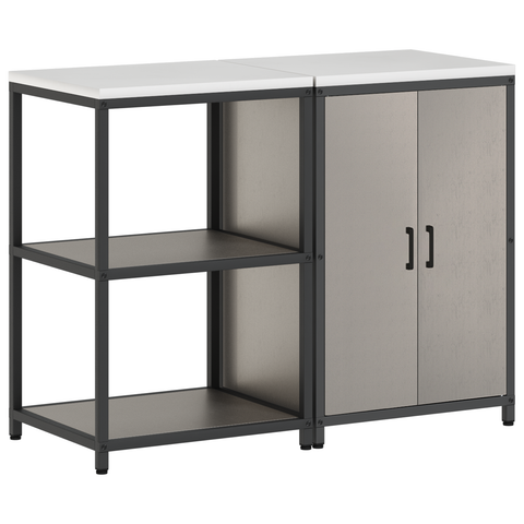 vidaXL Kitchen Storage Set with Shelf with Storage with Door Adjustable 2 pcs Rusty Weathering steel