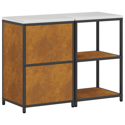 vidaXL Kitchen Storage Set with Shelf with Storage with Door Adjustable 2 pcs Rusty Weathering steel