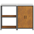 vidaXL Kitchen Storage Set with Shelf with Storage with Door Adjustable 2 pcs Rusty Weathering steel