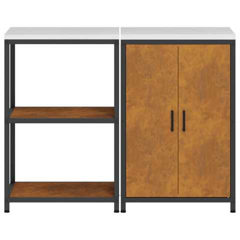 vidaXL Kitchen Storage Set with Shelf with Storage with Door Adjustable 2 pcs Rusty Weathering steel