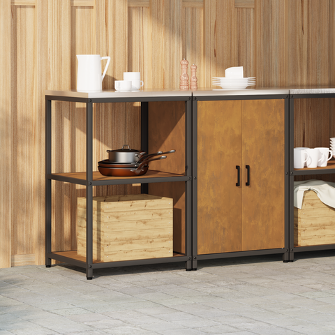 vidaXL Kitchen Storage Set with Shelf with Storage with Door Adjustable 2 pcs Rusty Weathering steel