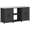 vidaXL Kitchen Storage Set with Shelf with Storage with Door 3 pcs Black 180 x 50 x 92 cm