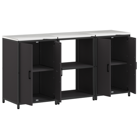 vidaXL Kitchen Storage Set with Shelf with Storage with Door 3 pcs Black 180 x 50 x 92 cm