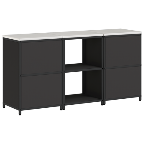 vidaXL Kitchen Storage Set with Shelf with Storage with Door 3 pcs Black 180 x 50 x 92 cm