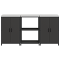 vidaXL Kitchen Storage Set with Shelf with Storage with Door 3 pcs Black 180 x 50 x 92 cm