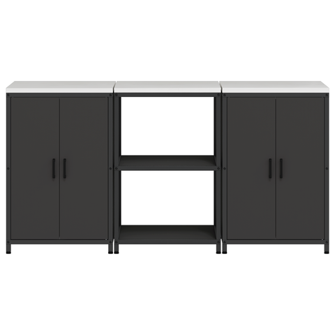vidaXL Kitchen Storage Set with Shelf with Storage with Door 3 pcs Black 180 x 50 x 92 cm