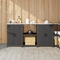vidaXL Kitchen Storage Set with Shelf with Storage with Door 3 pcs Black 180 x 50 x 92 cm