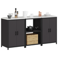 vidaXL Kitchen Storage Set with Shelf with Storage with Door 3 pcs Black 180 x 50 x 92 cm