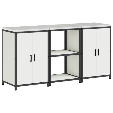 vidaXL Kitchen Storage Set with Shelf with Storage with Door 3 pcs White 180 x 50 x 92 cm
