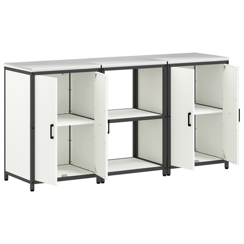 vidaXL Kitchen Storage Set with Shelf with Storage with Door 3 pcs White 180 x 50 x 92 cm