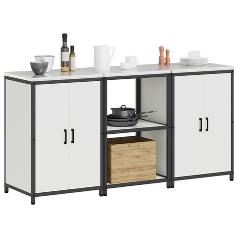 vidaXL Kitchen Storage Set with Shelf with Storage with Door 3 pcs White 180 x 50 x 92 cm