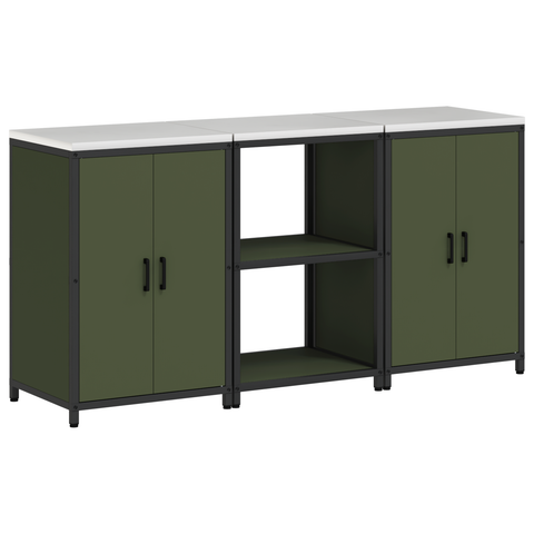 vidaXL Kitchen Storage Set 3 pcs Olive Green 180 x 50 x 92 cm