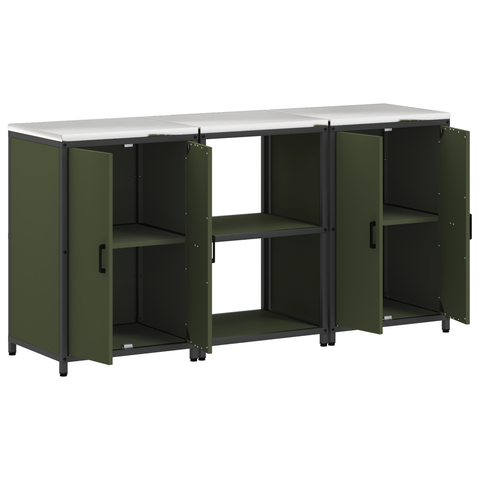 vidaXL Kitchen Storage Set 3 pcs Olive Green 180 x 50 x 92 cm