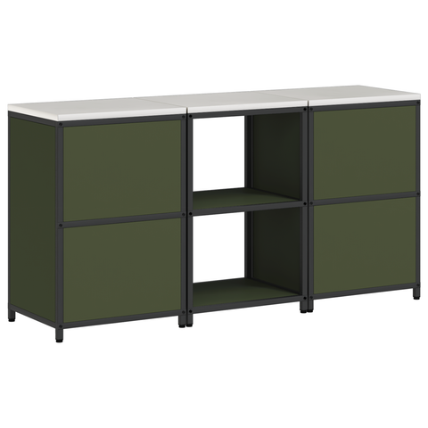 vidaXL Kitchen Storage Set 3 pcs Olive Green 180 x 50 x 92 cm