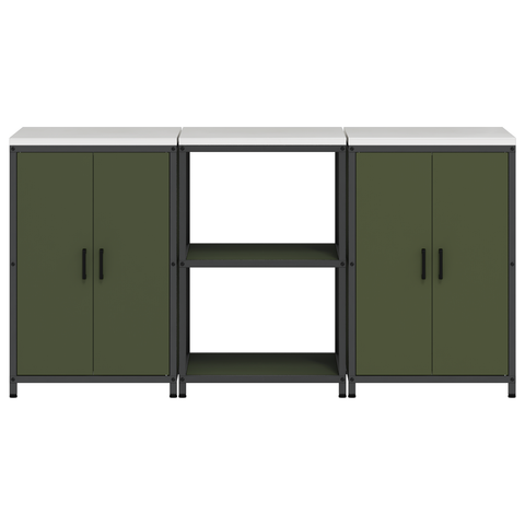 vidaXL Kitchen Storage Set 3 pcs Olive Green 180 x 50 x 92 cm