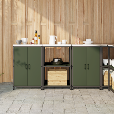 vidaXL Kitchen Storage Set 3 pcs Olive Green 180 x 50 x 92 cm