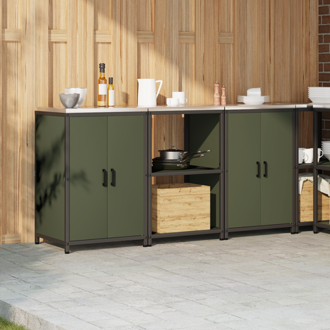 vidaXL Kitchen Storage Set 3 pcs Olive Green 180 x 50 x 92 cm