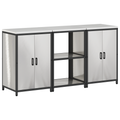 vidaXL Kitchen Storage Set with Shelf with Storage with Door 3 pcs Sliver 180 x 50 x 92 cm