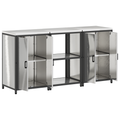 vidaXL Kitchen Storage Set with Shelf with Storage with Door 3 pcs Sliver 180 x 50 x 92 cm