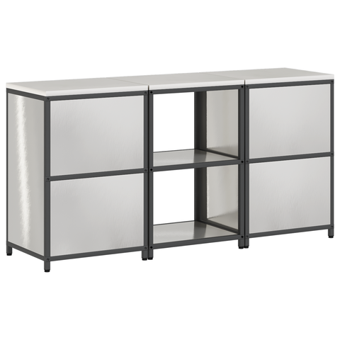 vidaXL Kitchen Storage Set with Shelf with Storage with Door 3 pcs Sliver 180 x 50 x 92 cm