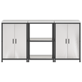 vidaXL Kitchen Storage Set with Shelf with Storage with Door 3 pcs Sliver 180 x 50 x 92 cm