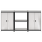 vidaXL Kitchen Storage Set with Shelf with Storage with Door 3 pcs Sliver 180 x 50 x 92 cm
