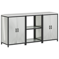vidaXL Kitchen Storage Set with Shelf with Storage with Door 3 pcs Sliver 180 x 50 x 92 cm