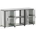vidaXL Kitchen Storage Set with Shelf with Storage with Door 3 pcs Sliver 180 x 50 x 92 cm
