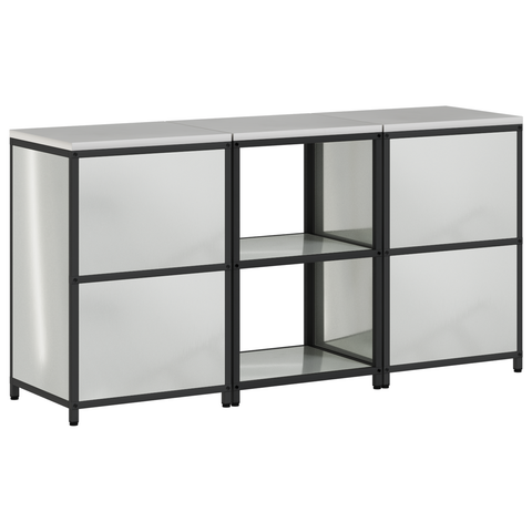 vidaXL Kitchen Storage Set with Shelf with Storage with Door 3 pcs Sliver 180 x 50 x 92 cm