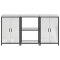 vidaXL Kitchen Storage Set with Shelf with Storage with Door 3 pcs Sliver 180 x 50 x 92 cm