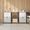 vidaXL Kitchen Storage Set with Shelf with Storage with Door 3 pcs Sliver 180 x 50 x 92 cm