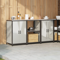 vidaXL Kitchen Storage Set with Shelf with Storage with Door 3 pcs Sliver 180 x 50 x 92 cm