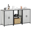 vidaXL Kitchen Storage Set with Shelf with Storage with Door 3 pcs Sliver 180 x 50 x 92 cm