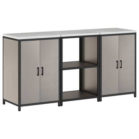 vidaXL Kitchen Storage Set with Shelf with Storage with Door 3 pcs Rusty 180 x 50 x 92 cm